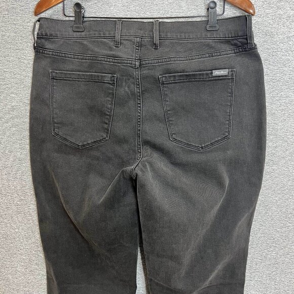 Eddie Bauer Jeans Women Size 14 Black Washed Slightly Curvy Slim Straight Denim - Picture 12 of 16